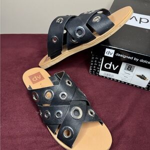 DV by Dolce Vita Black Grommet Slide Sandals